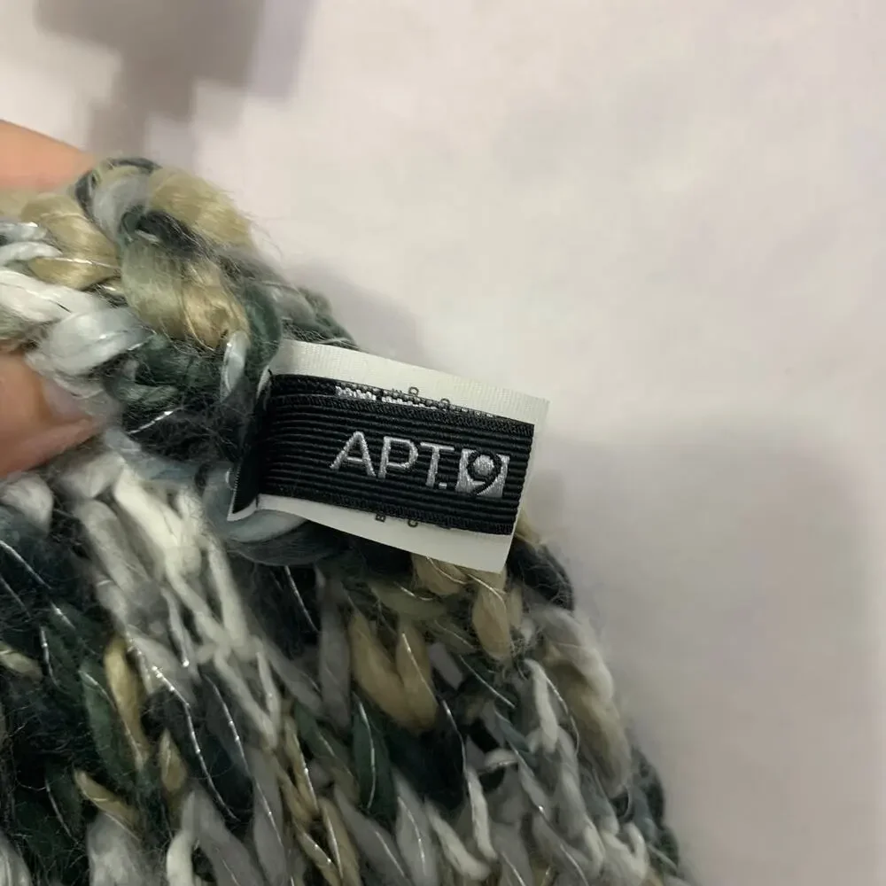 Apt. 9 Loop Chunky Knit Infinity Scarf NWT Gray Beige Stretch Lightweight